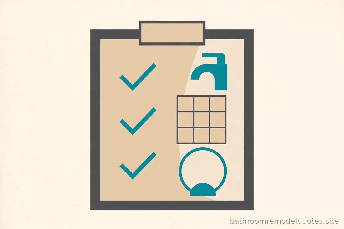 Flat editorial illustration of a clipboard checklist with abstract shapes in teal, sand, and charcoal