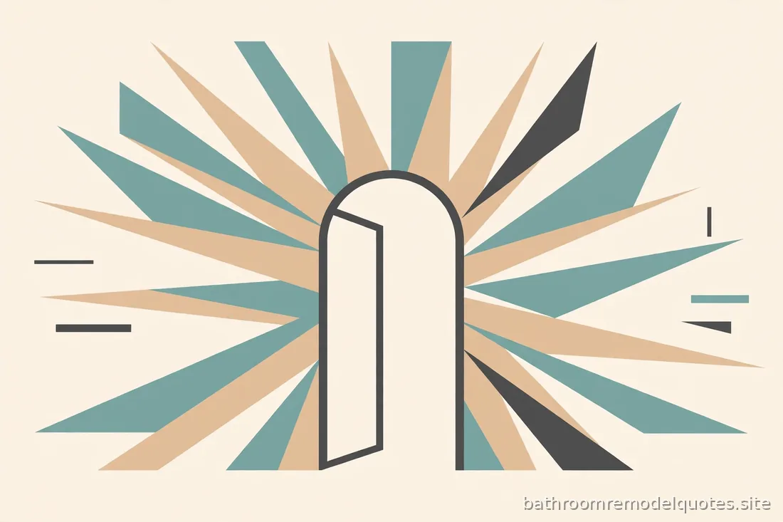 Flat editorial illustration of expanding light rays and open space in teal, sand, and charcoal