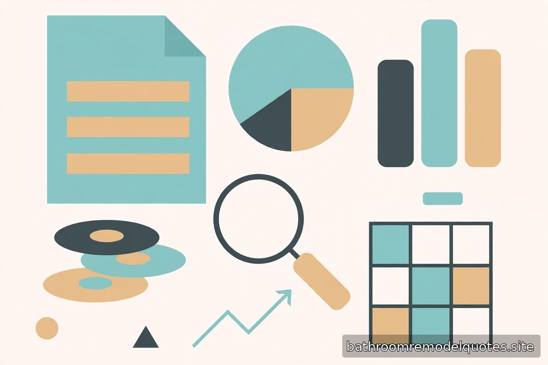 Flat editorial illustration in teal, sand, and charcoal showing abstract budget and planning shapes with no readable text
