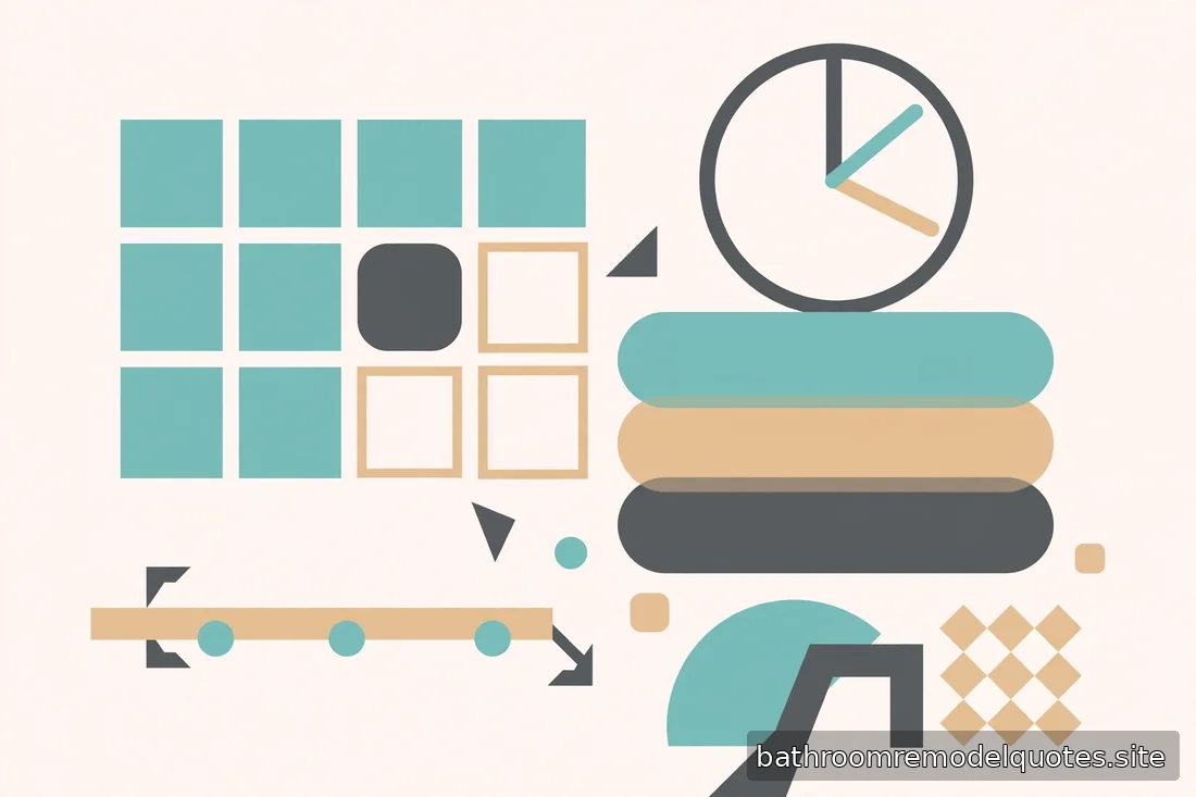 Flat editorial illustration in teal, sand, and charcoal showing abstract calendar and scheduling shapes with no readable text